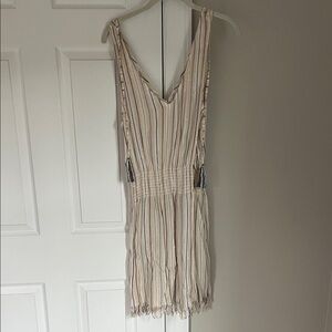 BECCA Striped Swim Coverup in Cream and Tan